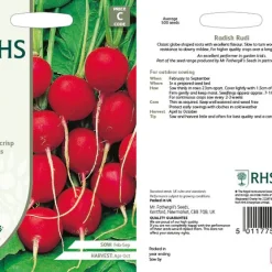 RHS Radish Rudi seeds, small red root vegetable.