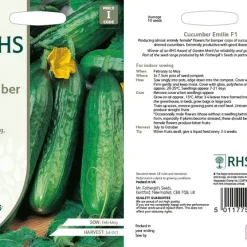RHS Cucumber Emilie F1 seeds, green salad cucumber.